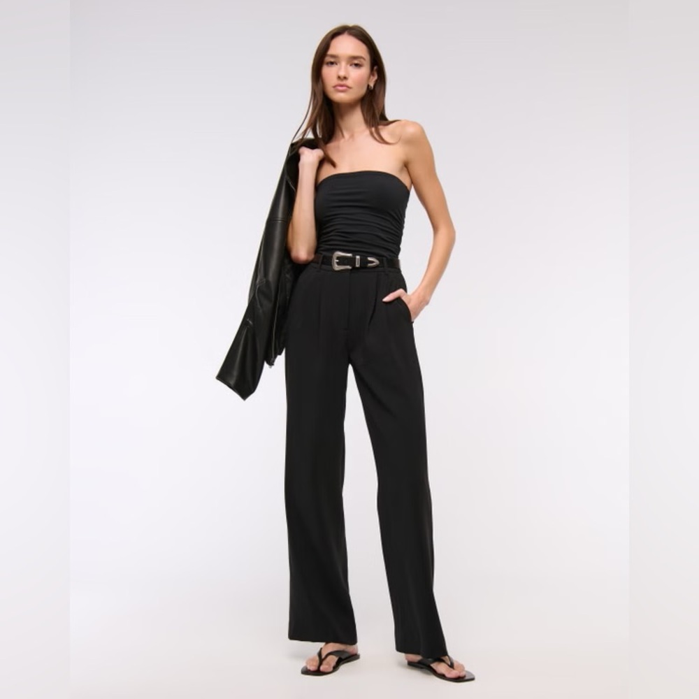 A&F Sloane Crepe Tailored Wide Leg Pant 28R